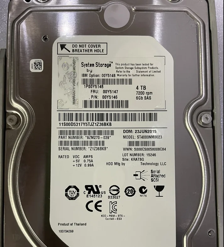 

00Y5148 00Y5147 00Y5146 4TB 3.5' 7.2K SAS DS3500/3512 hard driver HDD