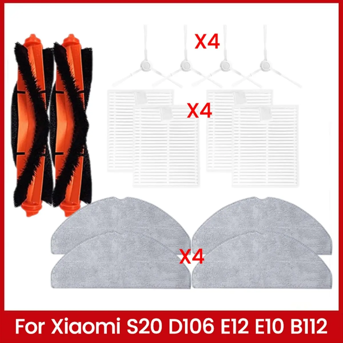 A97G 14 قطعة ل S20 D106 E12 E10 B112 مكنسة كهربائية استبدال أجزاء فرشاة جانبية رئيسية فلتر HEPA ممسحة القماش #2