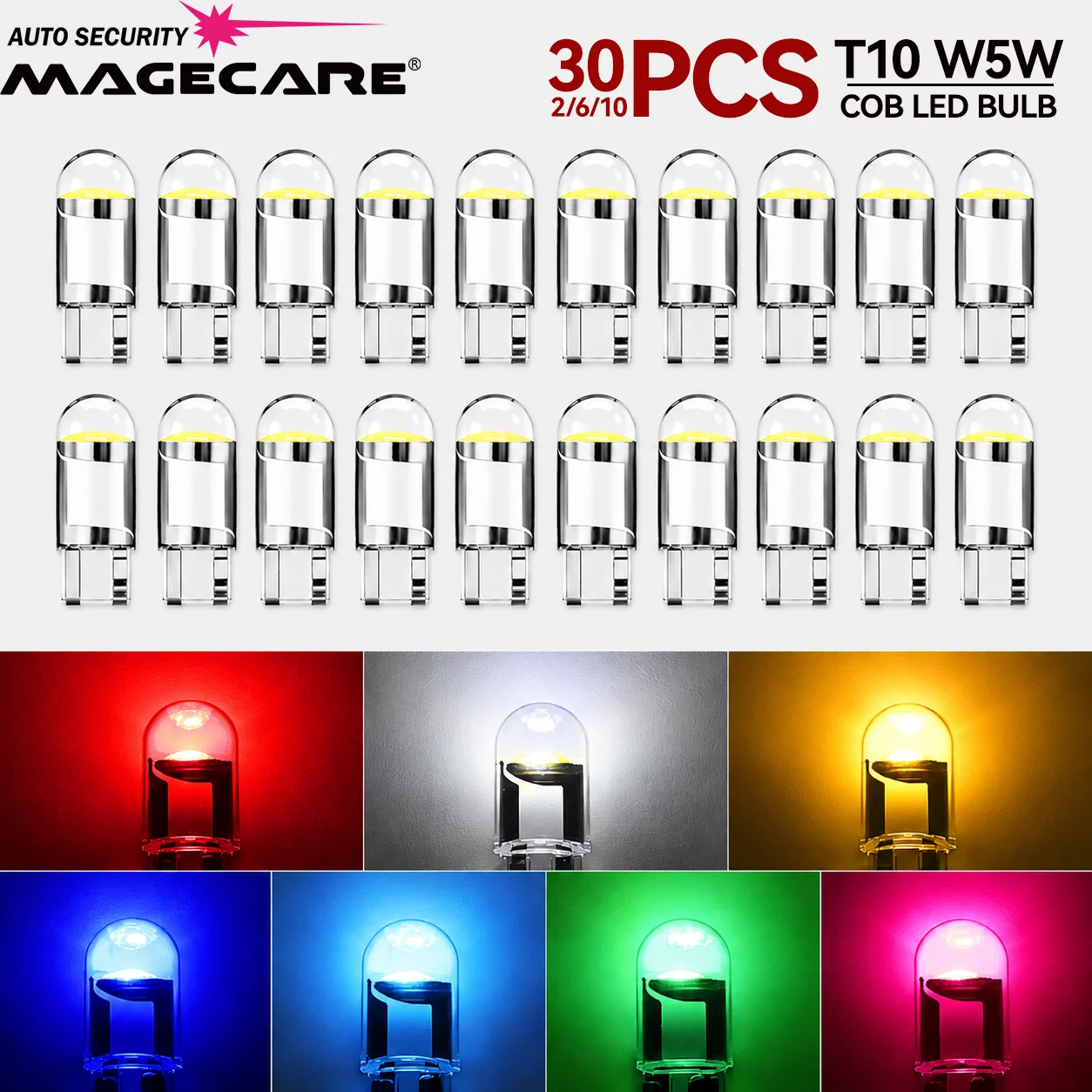 

2/6/10/30PCS W5W 194 Car LED Light Bulbs, T10 Interior Lights,LED Bulbs, For Car Dome Map Door Courtesy License Plate Light