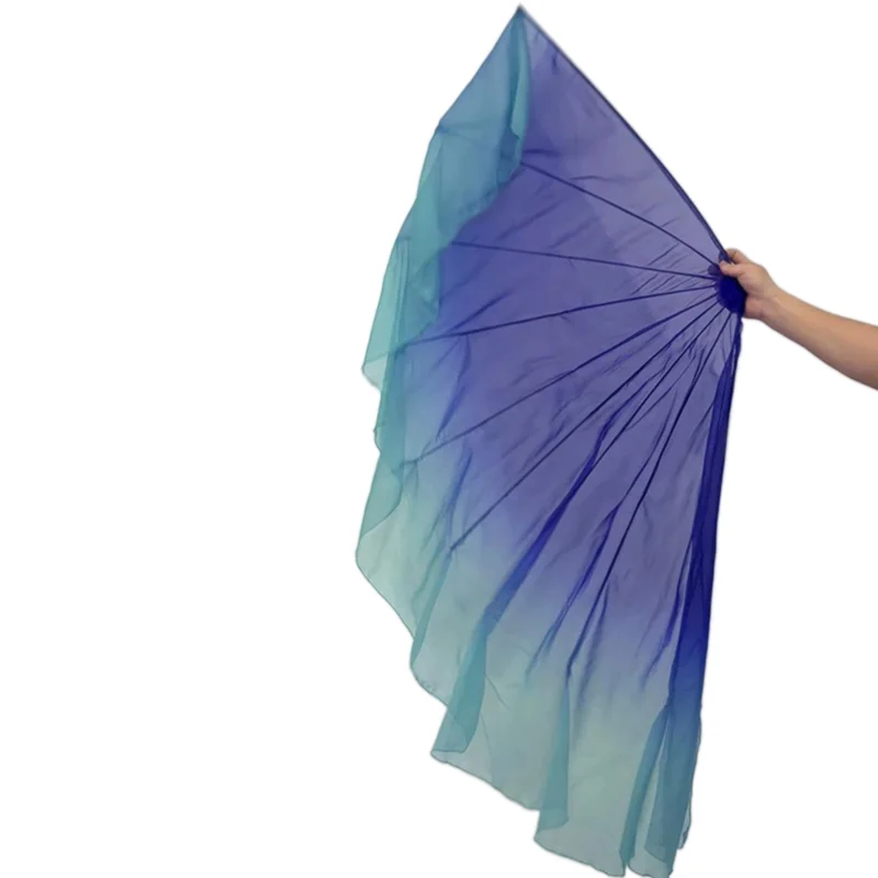 2 pz Ventaglio Lisca di Pesce Velo Apertura Danza Puntelli di Scena Prestazioni Personalizzato Sfumatura di Colore Culto Lode Morbido Chiffon Grandi Ventagli 85 cm