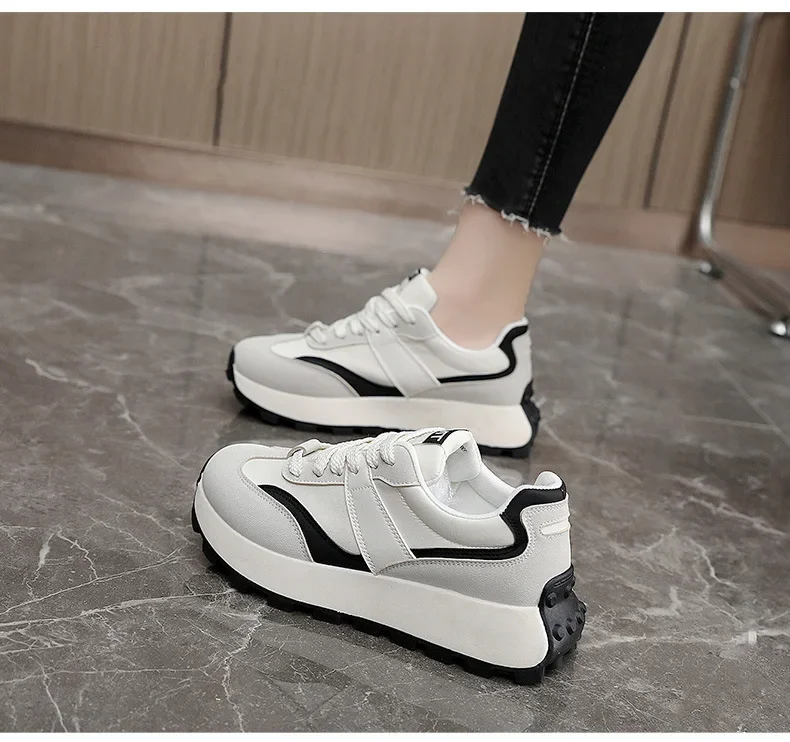 New Casual Platform Sneakers Women 2024 Leather White Women Sport Shoes Winner Thick-soled Fashion Platform Vulcanized Shoes