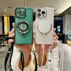 Crossbody Strap Lanyard Case For Xiaomi Mi 14T 13T 12T 15T 14 Redmi Note 15 Pro Plus A7 13C 14C Magnetic Wireless Charging Cover
