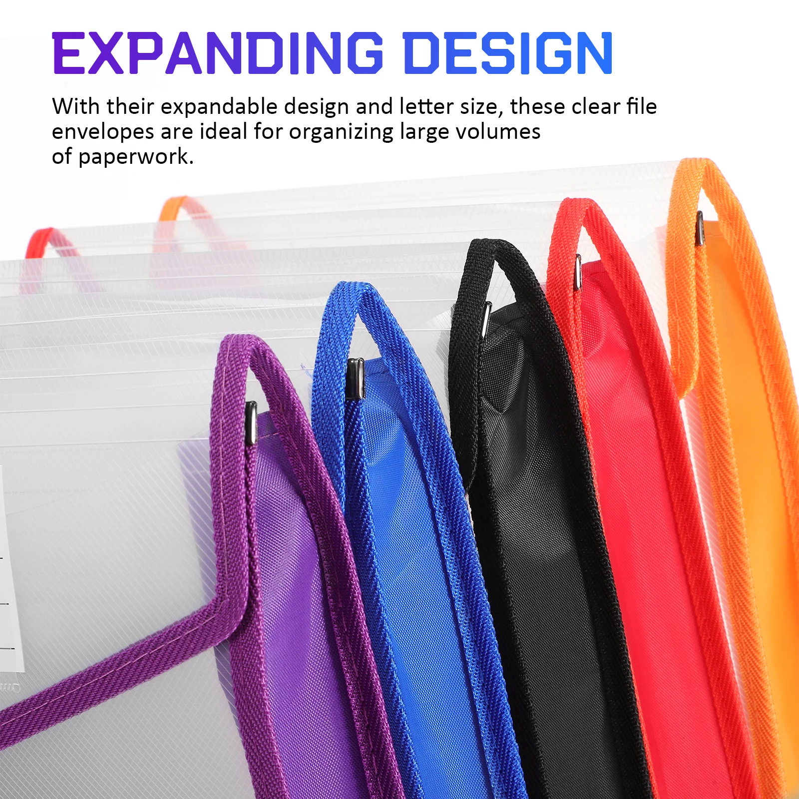 5Pcs Clear Document Folder Expanding Letter Size File Organizer Button Closure File Bags Office Supply Document Organizer