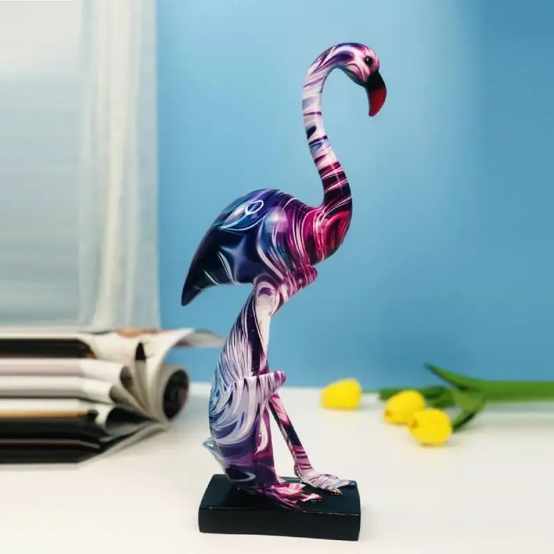 Graffiti Flamingo Sculpture Home Decor Animal Bird Figurine Nordic Style Resin Flamingo Ornament Desktop Art Crafts