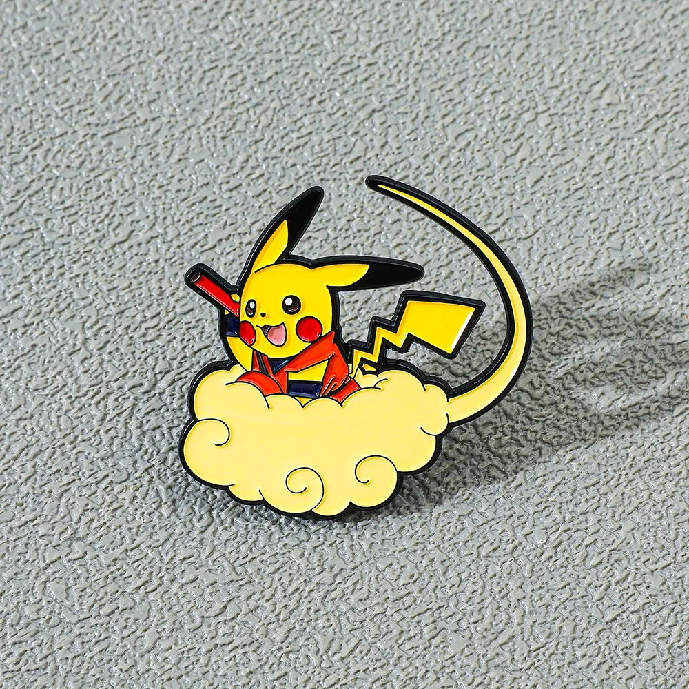 Kawaii Monster Enamel Lapel Pin Cloud Ride Cartoon Character Brooch Badge Collectible Jewelry Accessories for Anime Lovers