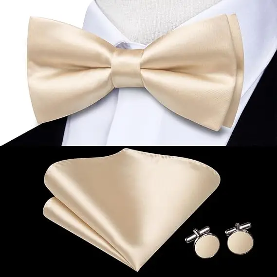 Elegantes Krawattenset für Herren: Krawatte, Fliege, Einstecktuch, Manschettenknöpfe, Reversnadel – 5-teiliges Set für formelle Anlässe, Hochzeiten, Business und Partys – Anzug-Accessoires als Geschenk – Detail 9