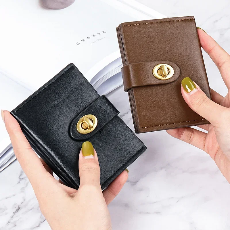 

Wallets Card Holder Solid PU Retro Simple Mini Purse Vintage Money Bag Females Multifunction Fashion Hasp Wallets for Women