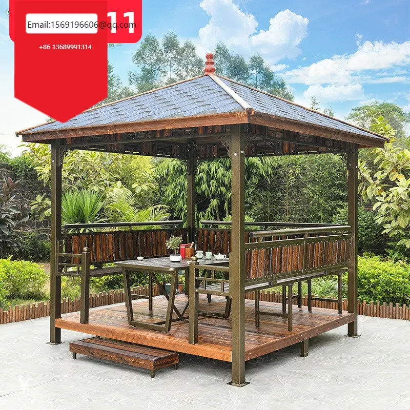 

Asphalt tile pavilion outdoor courtyard solid villa garden anti-corrosion wood sunshade canopy