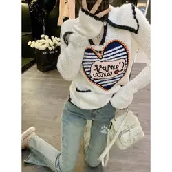 Sweet Cute Long Sleeve Women Knitted Thermal Pullover Turn-down Collar Pure Color Basic Fashion Tees High Street Women Clothing