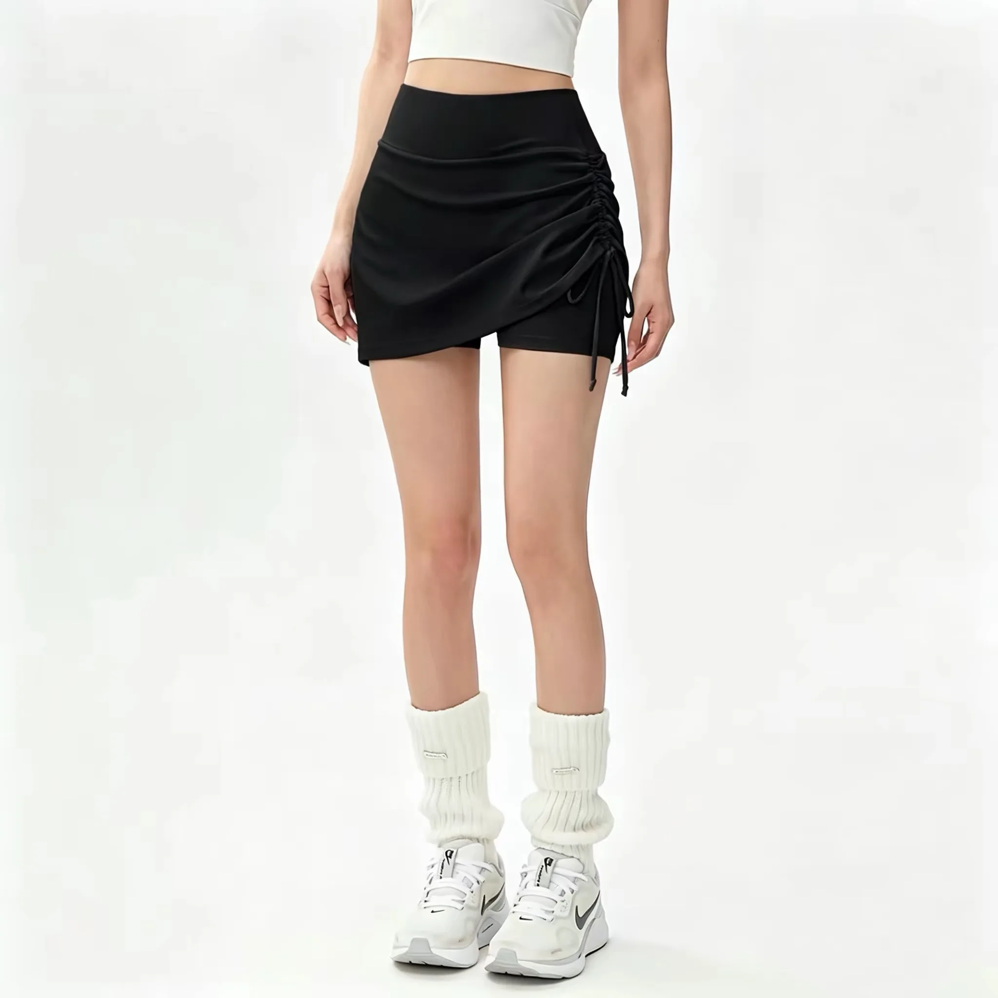 Sports Culottes Women's High Waist Fake Two Pieces Running Yoga Tennis Skirt Quick Dry Stretch Badminton Gym Pants