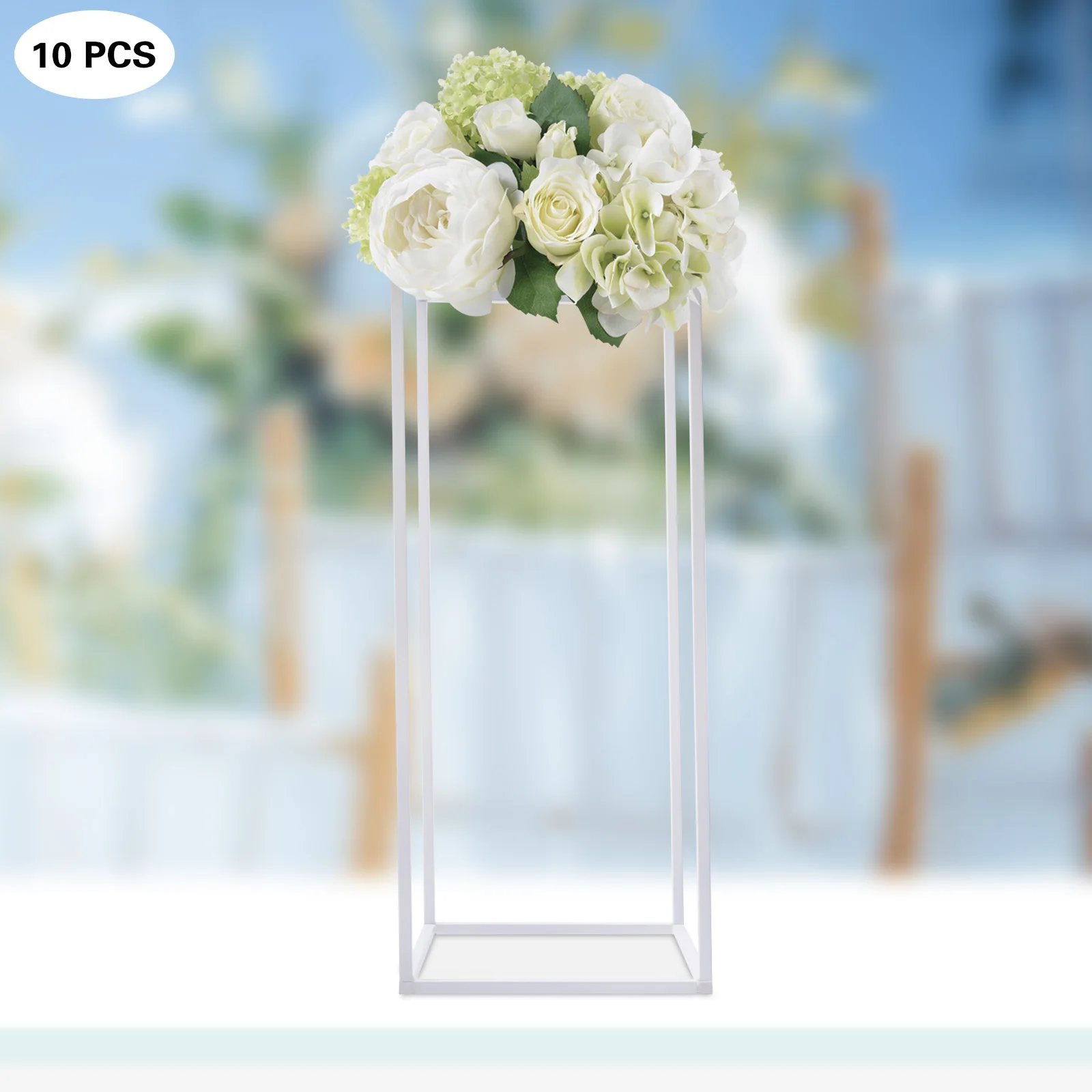 10Pcs Geometric Metal Stands Flower Floor Holders Wedding Centerpieces 60cm Rectangle Metal Flower Stand Wedding Party  Decor