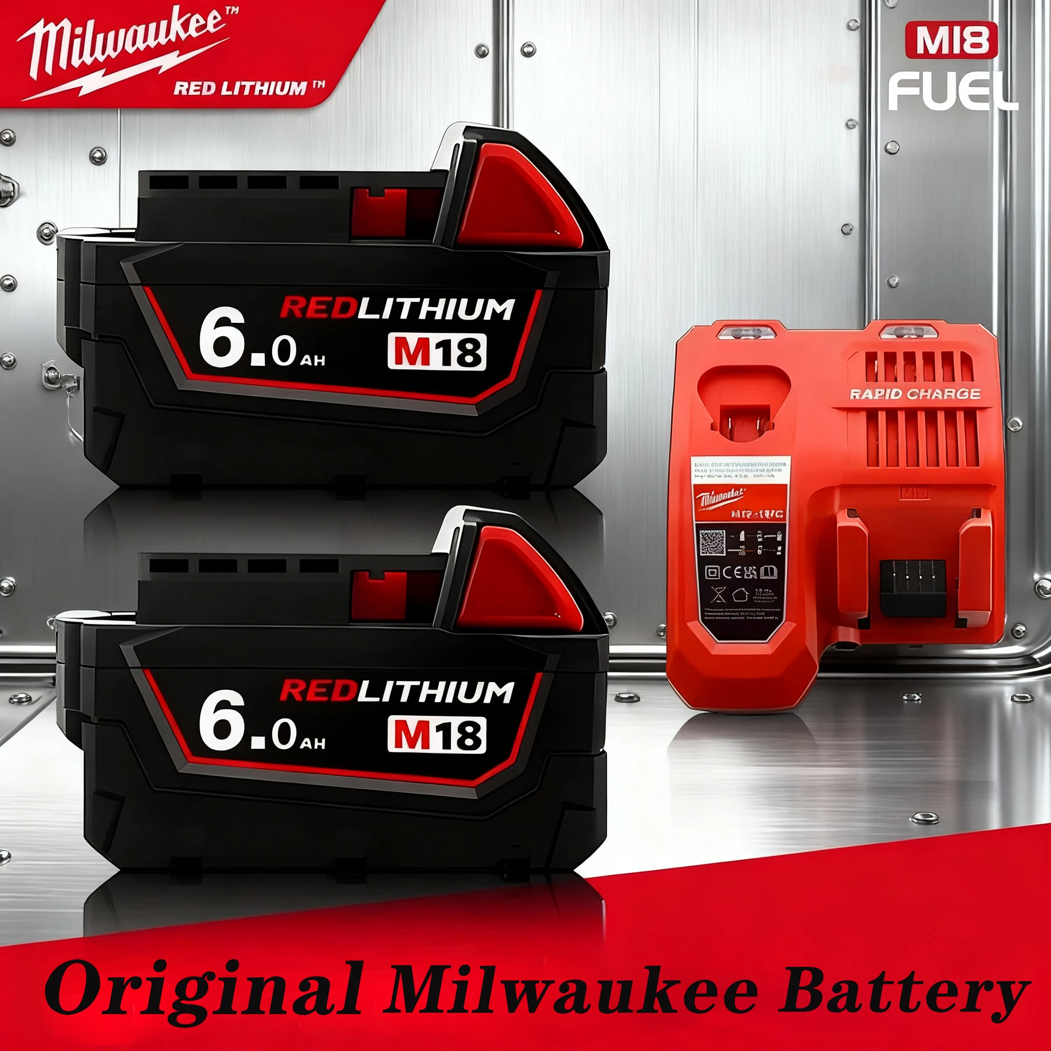 

Milwaukee Original Battery 6.0Ah M18 M18B6, 18V Milwaukee 48-11-1860, 48-11-1850, 48-11-1840 Tool Lithium Ion Battery