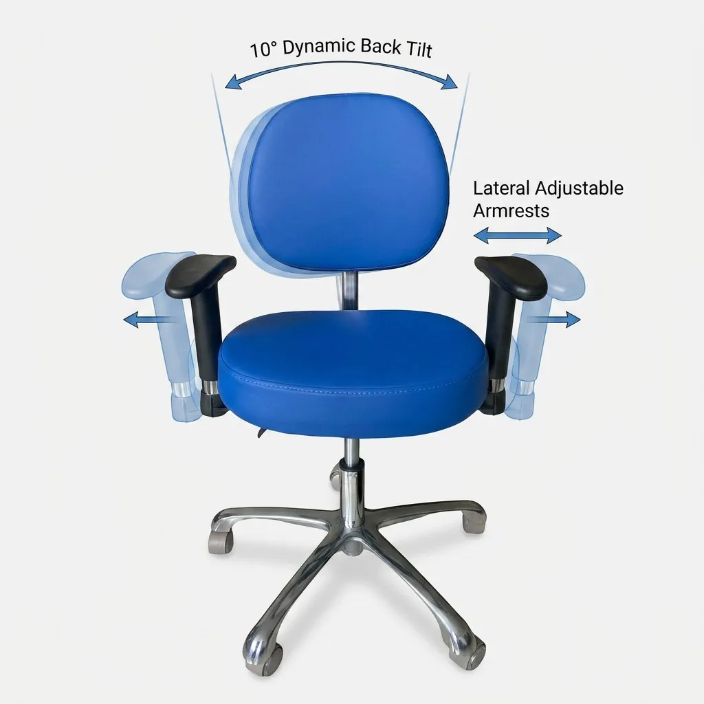 Multifunctional Dual-armrest Hospital/Gym Use PU Leather Doctor's Surgical Chair Adjustable Seat Cushion Armrest Height