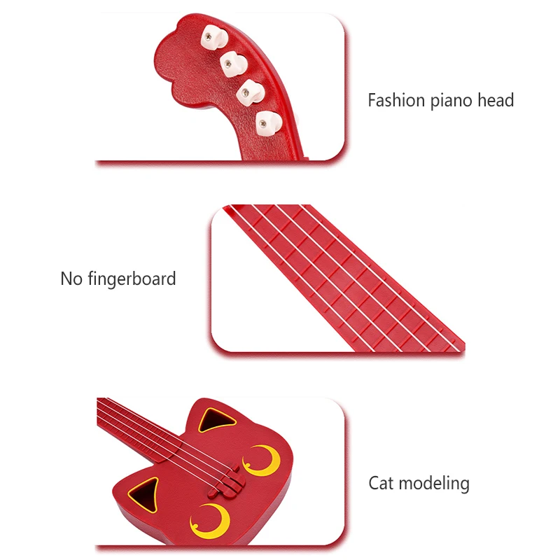 Детская имитация гитары детские инструменты для начинающих Ukri Очаровательная форма кота подарок на день рождения