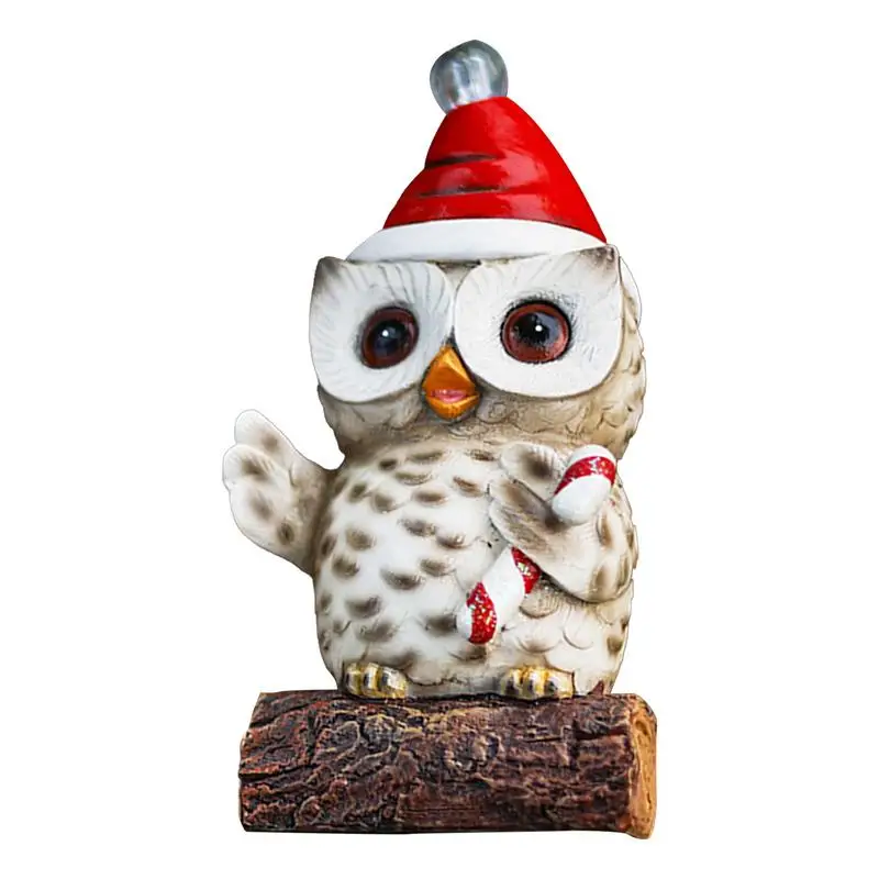 

Owl Garden Statues Resin Figurine Christmas Owl Lights Decoration Owl With Santa Hat Miniature Figurine For Garden Patio Lawn