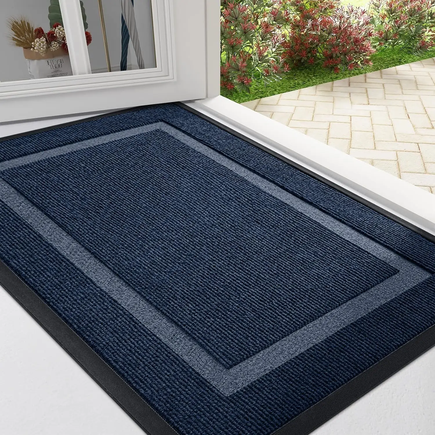 Homaxy Rectangle Door Mat Indoor Non Slip Rubber Door Mat Dirt Trap Absorbent Door Mat Washable Suitable For Kitchen Bathroom