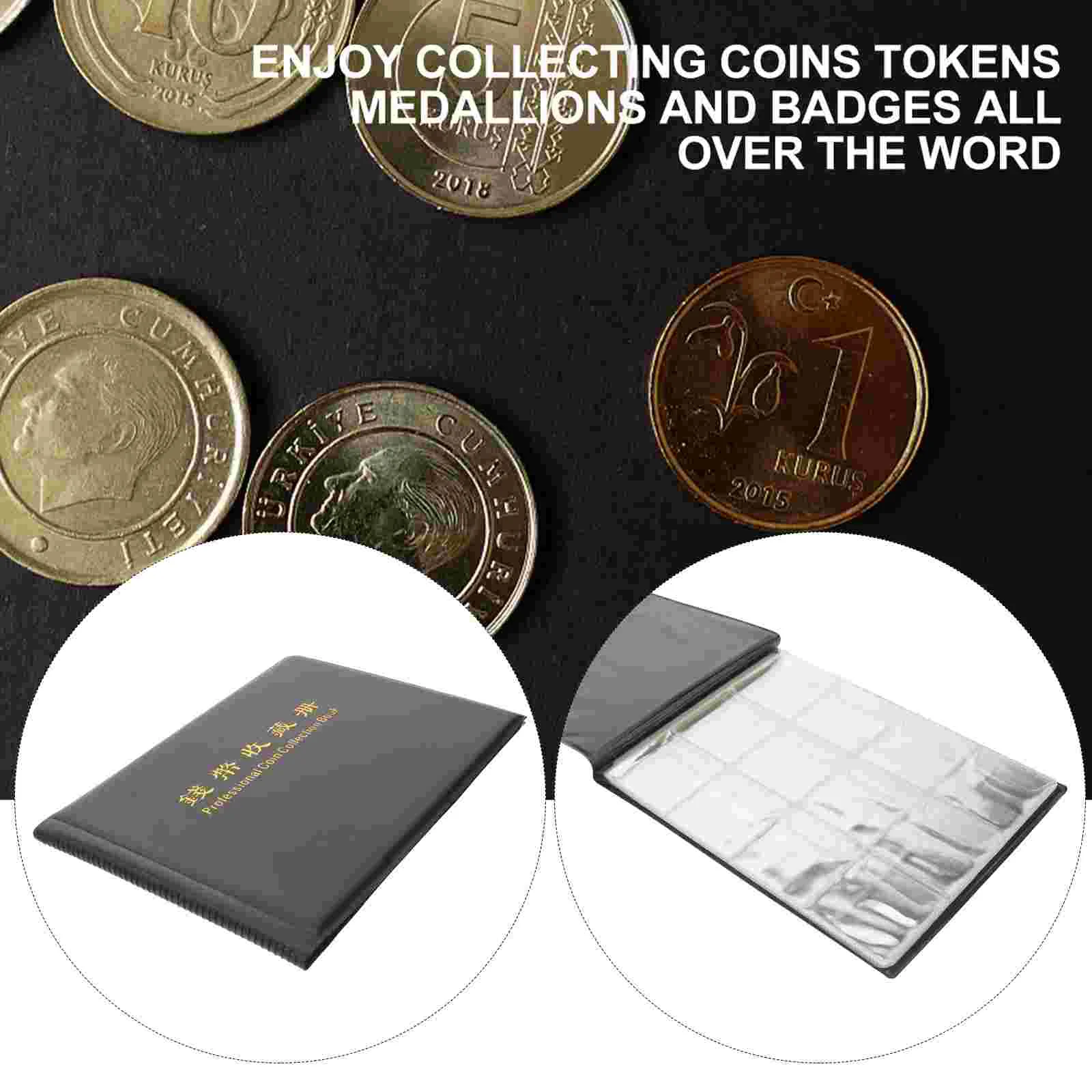 240-Coin Collectors Collecting Album Holders (Black) Coin collection book Coin collecting album Coin album