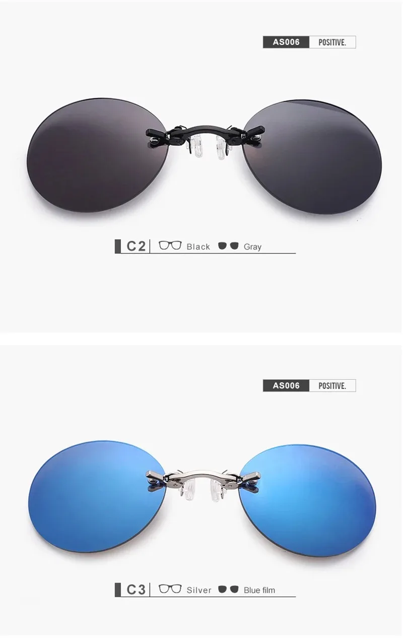 Clip On Nose Brille Runde randlose Matrix Morpheus Sonnenbrille Mini rahmenlose Vintage Herren Brillen UV400 – Detail 3
