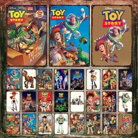 Oyuncak Hikayesi Metal Poster Kovboy Bebek Woody Çizgi Film Metal Tabelalar Teneke Tabelalar Plak Duvar Çıkartmaları Çocuk Odası Dekoru