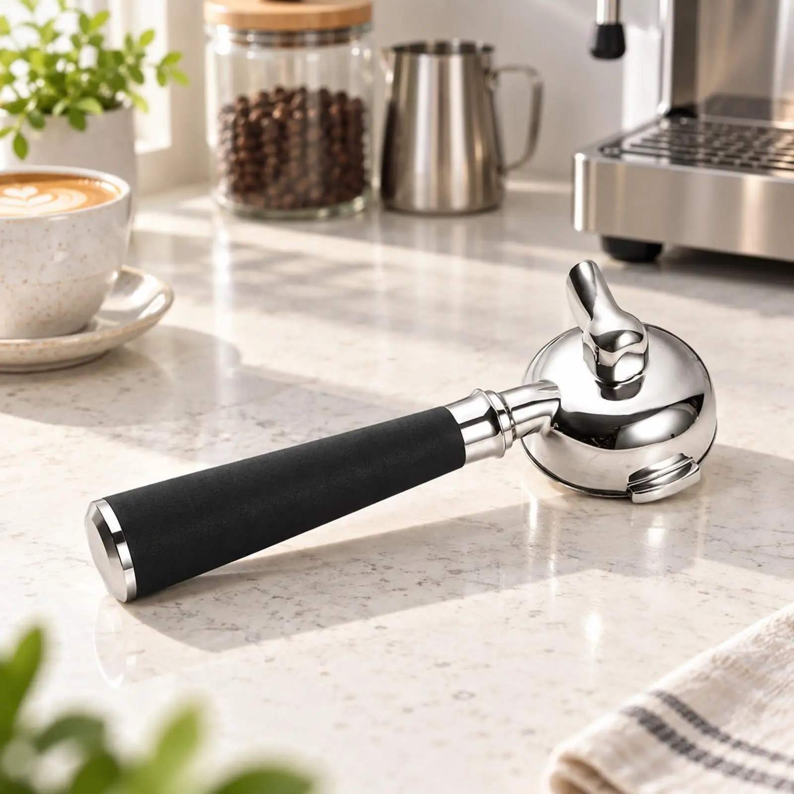 Espresso Machine Portafilter 58mm Single Spout Stainless Steel Handle for E