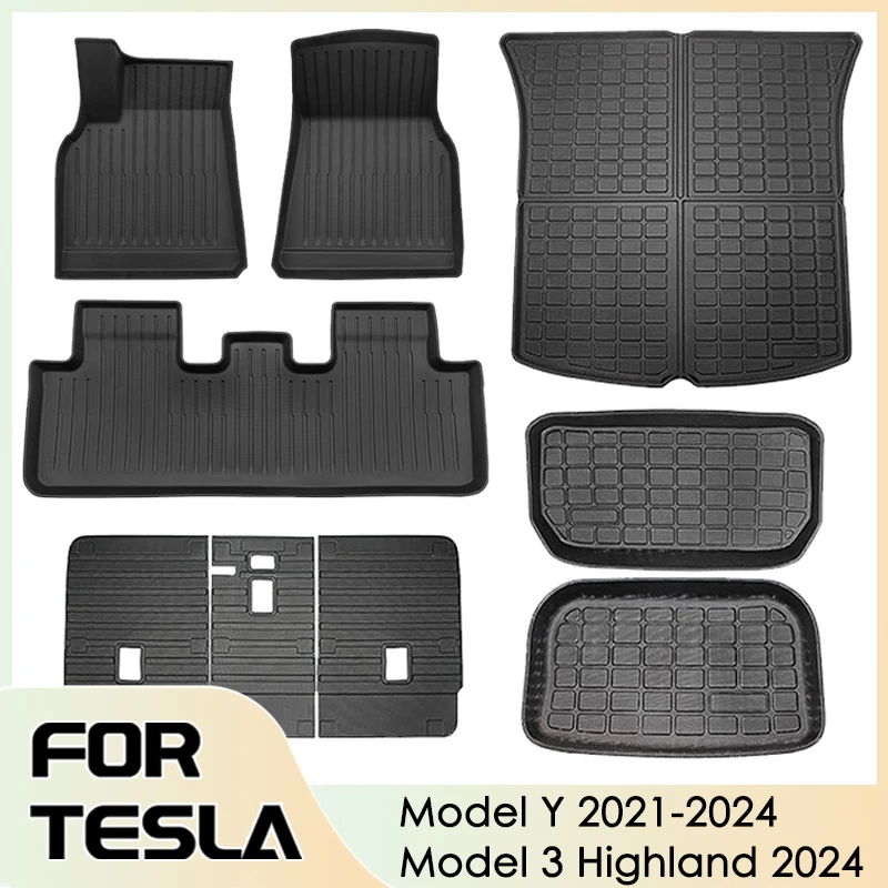 Tappetini per Tesla Model Y 2021-2024 accessori tappetino per bagagliaio impermeabile tappetini in TPE per accessori Tesla Model 3 2024 Highland