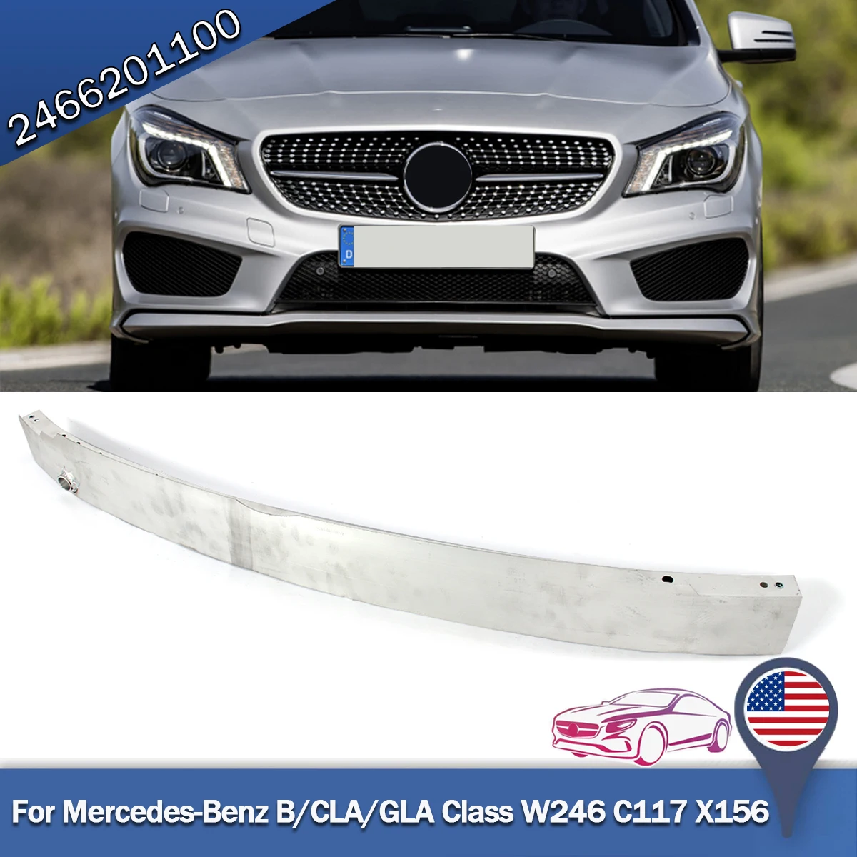 For Mercedes A B CLA GLA Class bumper A 160 CDI d A180 W176 W246 W117 X156 2013 2014 2015-2018 Reinforcement Crash Bar Front