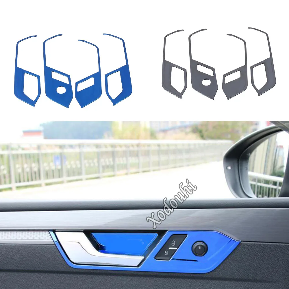 Trim Stainless Steel Door Inner Handle Bowl Armrest Handrail Cover Stick 4PCs For Volkswagen VW Passat B8 2016 2017 2018 2019