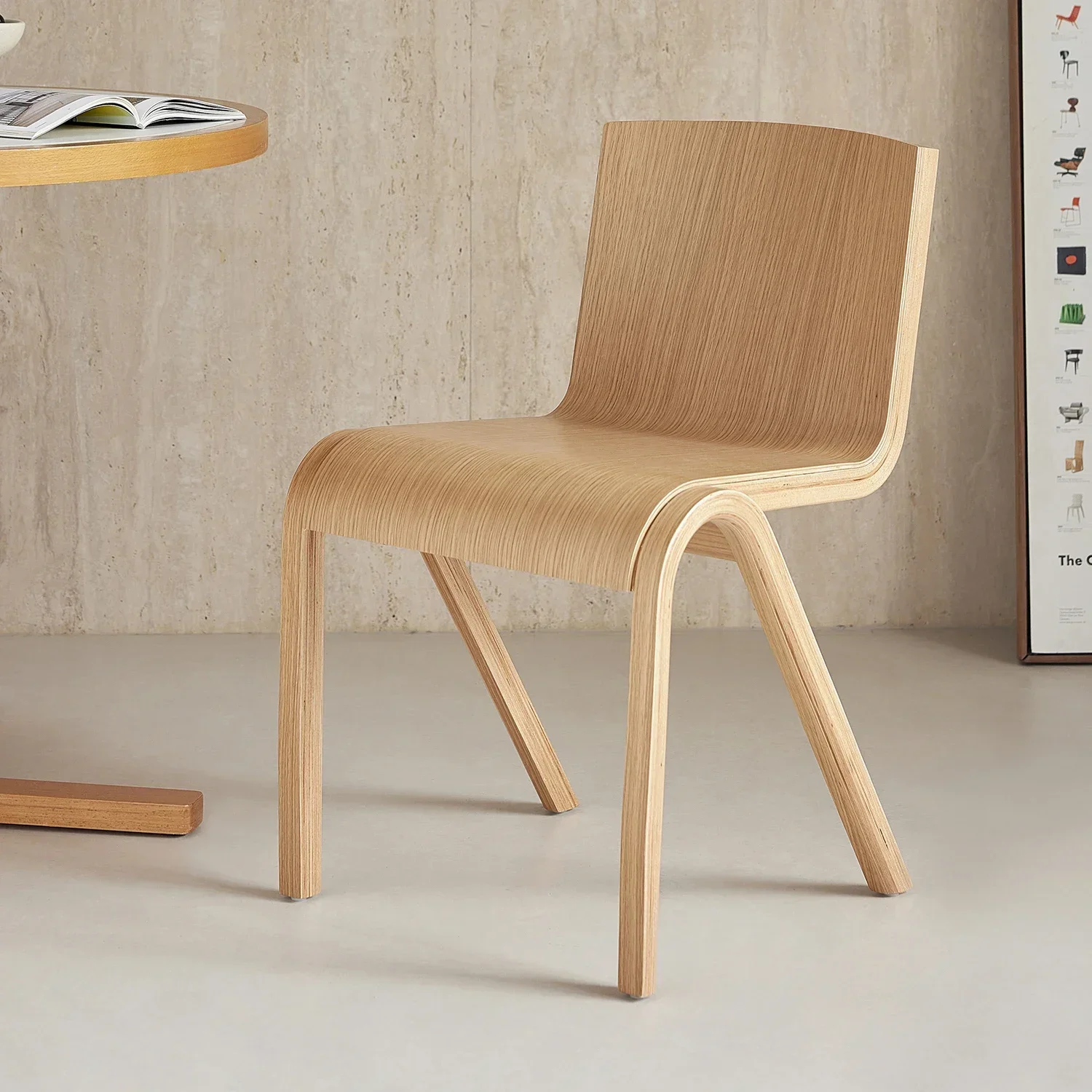 バックチェア北欧無垢材ダイニングチェアホームデザイナーワビレトロ寝室デスクチェア