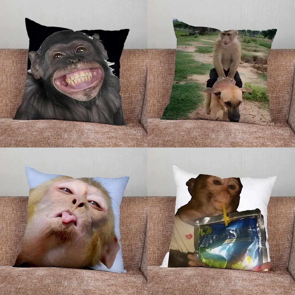 

Monkey Sipping Caprisun Meme Pillow Case For Home Bedroom Car Office Decoration Living Room Sofa Cushion Cover Suitable