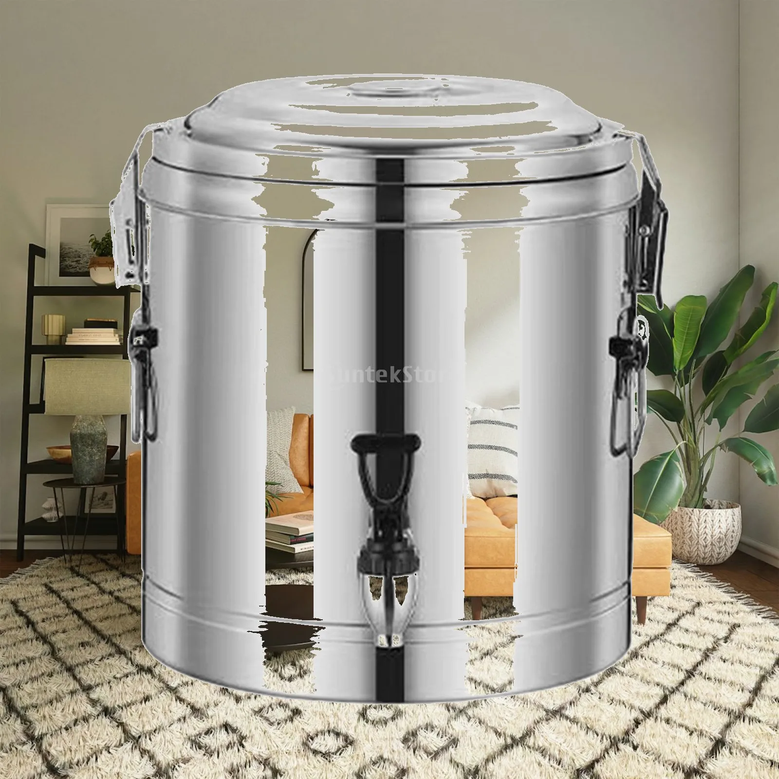 Hot and Cold Beverage Dispenser Milk Pail Stainless Steel with Faucet Juice Bucket for Restaurant Family Reunion Office Hotel