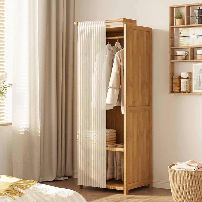 

ZHousehold Thickened Bamboo Closet Small Partitions Cloth Wardrobe Storage Space Saving Shelves Bedroom Cabinets FurnitureZ