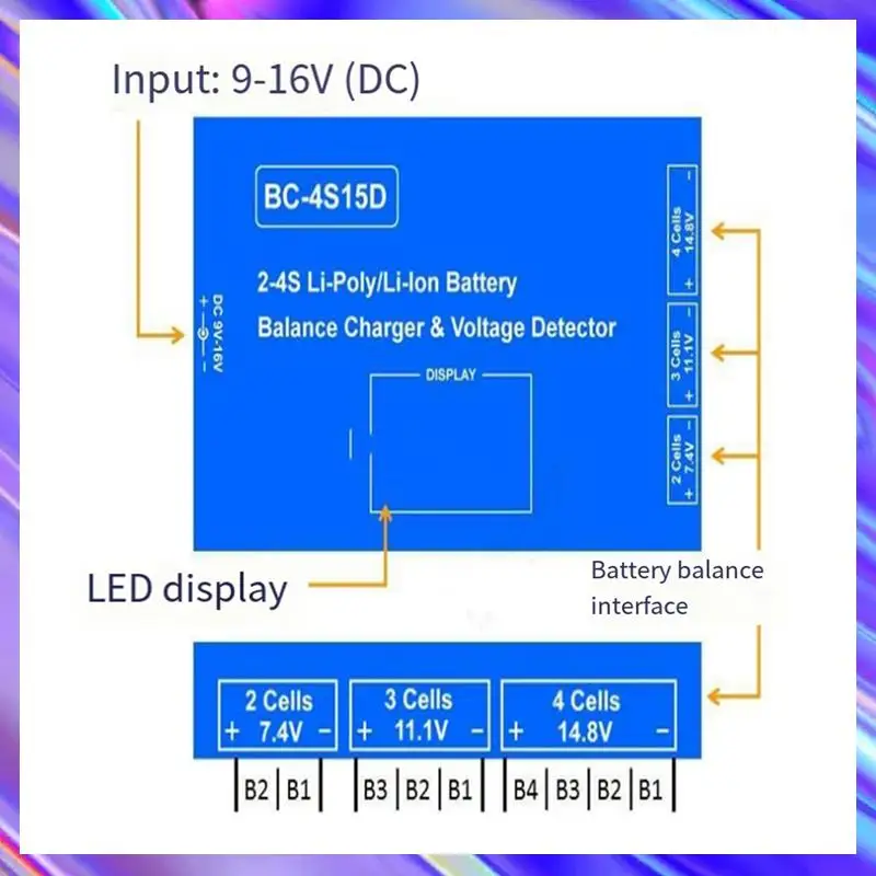 

6X BC-4S15D литий-балансовое зарядное устройство Lipo, детектор напряжения, ЖК-цифровой дисплей, балансное зарядное устройство для радиоуправляемой батареи