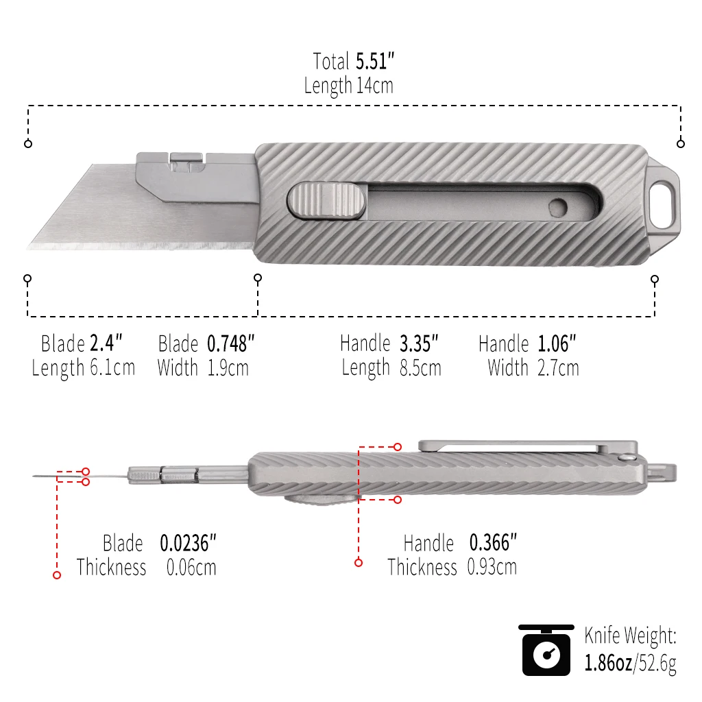 EDC pocket knife, multifunctional unboxing tool, titanium alloy handle