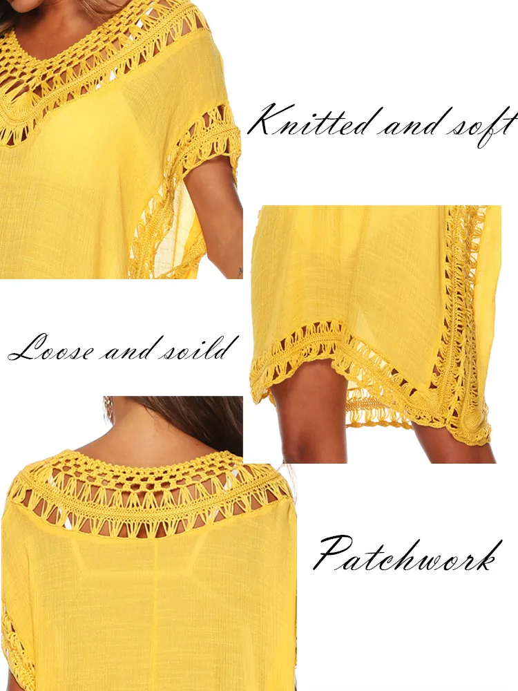 Szlafrok plażowy damski na lato 2025, narzutka na strój kąpielowy, tunika plażowa, sukienka tunika plus size, pareo, narzutki plażowe