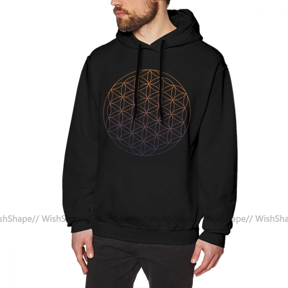 

Sacred Geometry Hoodie Flower Of Life Hoodies Long Sleeve Autumn Pullover Hoodie Popular Loose Black Men XXXL Cotton Hoodies