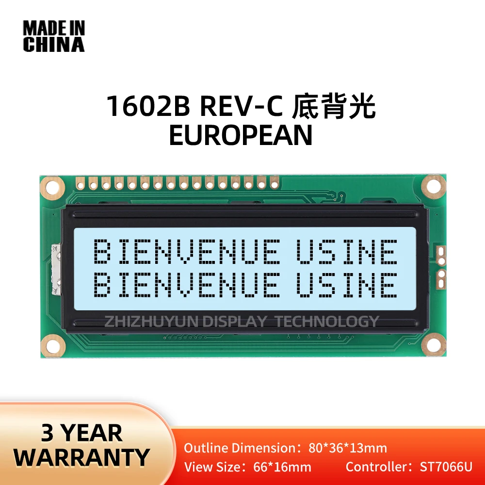 

1602B Rev. C European LCD Module Gray Film Winstar 16 PIN WH1602B-YYK STN COB 6800 Parallel*2