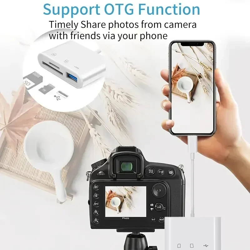 USB-C SD TF Memory Card Reader 3-in-1 Type-C to SD/TF/USB OTG Adapter Memory Card Reader for Xiaomi IPad IPhone MacBook Laptop