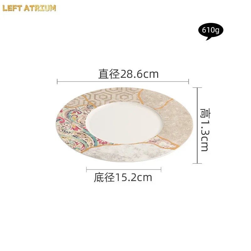 Creative Circular Ceramic Plate Restaurant Steak Plate Dessert Plate Pasta Plates Serving Plates Molecular Cuisine Tableware