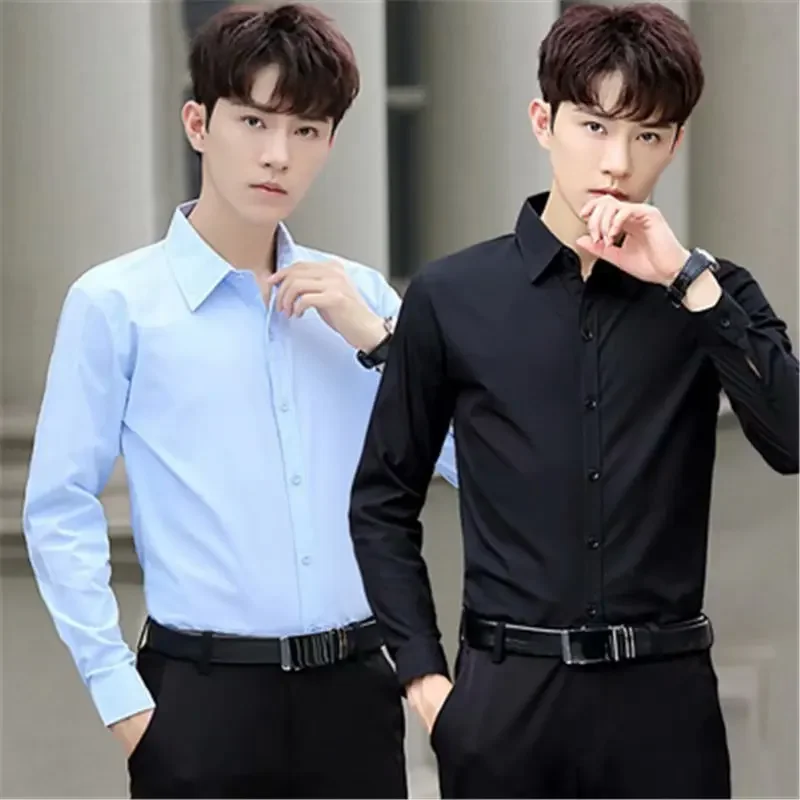 Men's Summer Business English Shirt Long Sleeves Slimming Smooths Your Silhouette Korean Style Formal Black Vest Color