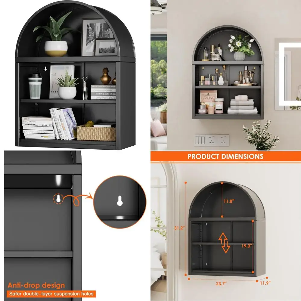 

изогнутый настенный шкаф для хранения с регулируемыми полками для различных комнат