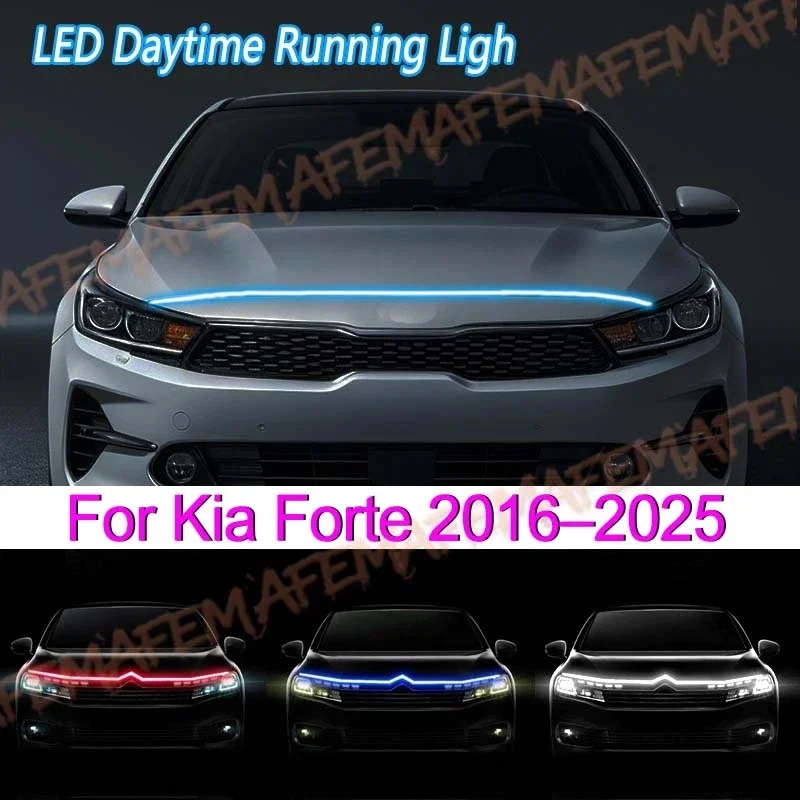 Scan Starting Led Car Hood Light Strip Decorative Lamp Flexible DRL For Kia Forte 16-25 Daytime Running Lights Headlight Strips