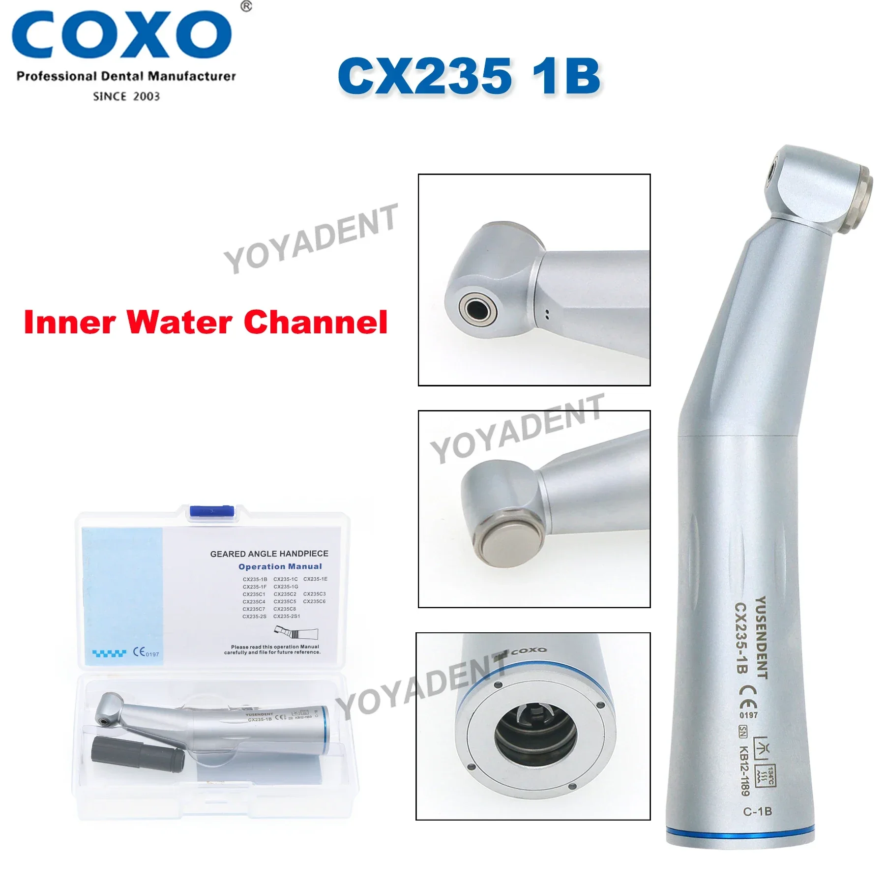 COXO YUSENDENT Dental Contra Angle Low Speed Handpiece Straight Handpiece Air Motor 2/4 Hole E Type Fit NSK KAVO