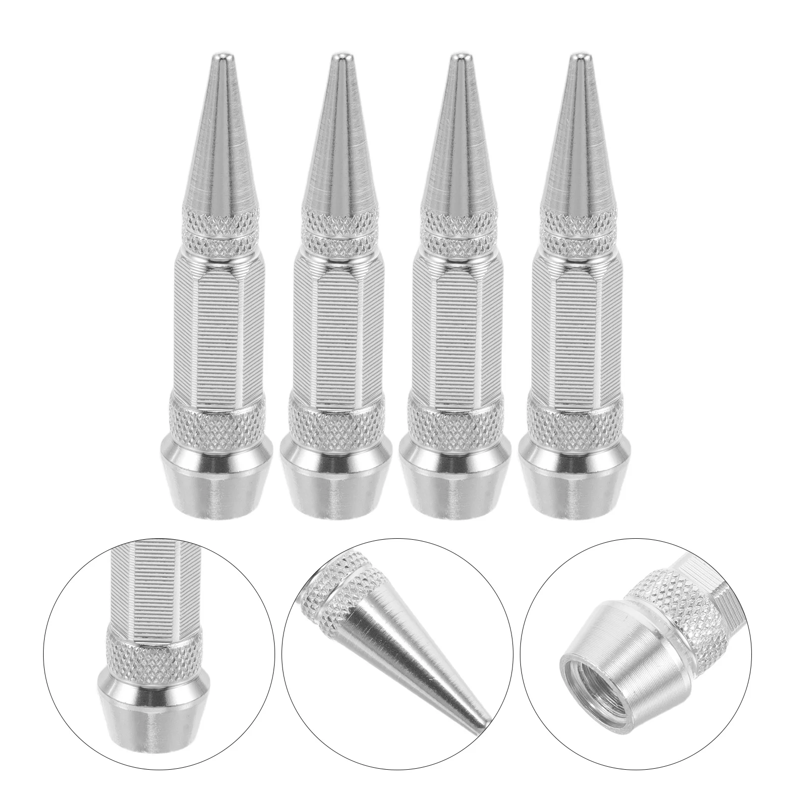 

40pcs Valve Stem Silver 60Mm Aluminum Alloy Screw-On Metal Tire Caps For Automobile Wheels Dustproof Protective Covers Auto