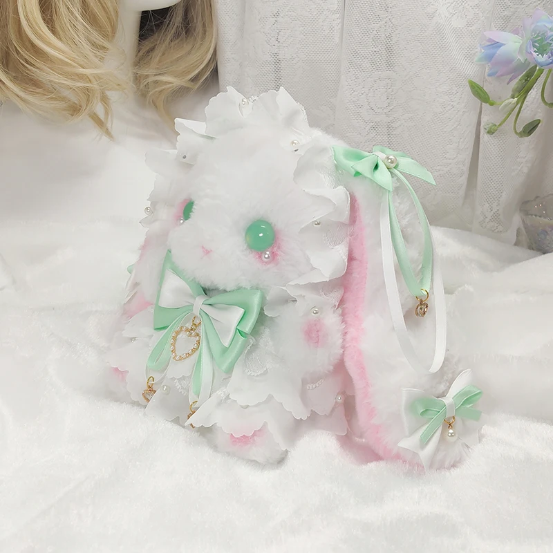 High quality aslant bag lovely bowknot kawaii lolita pink harajuku lace love rabbit bag