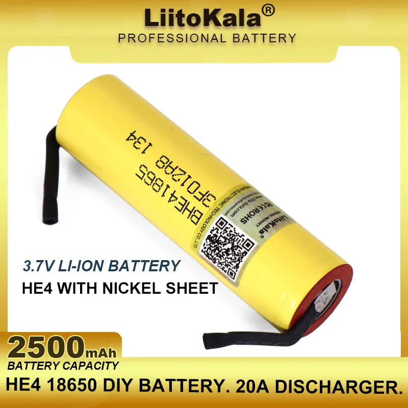 

1-20PCS Liitokala HE4 2500mAh Li-lon Battery 18650 3.7V Power Rechargeable batteries Max 20A,35A discharge For E-cigarette+DIY