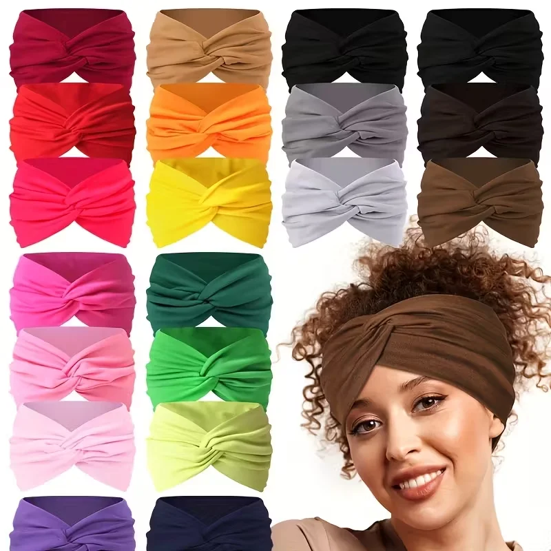 3PCS women's wide hair band in elastic solid color, anti-slip hair accessory for exercise, multi-functional accessory