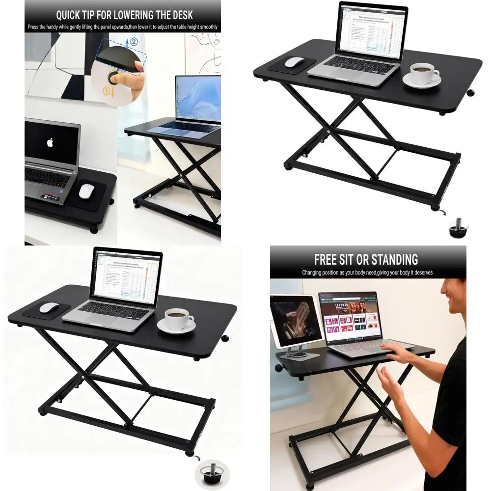 

Height-Adjustable 23.6 Sit-Stand Desk Riser, Ergonomic Laptop Workstation, 60x34cm