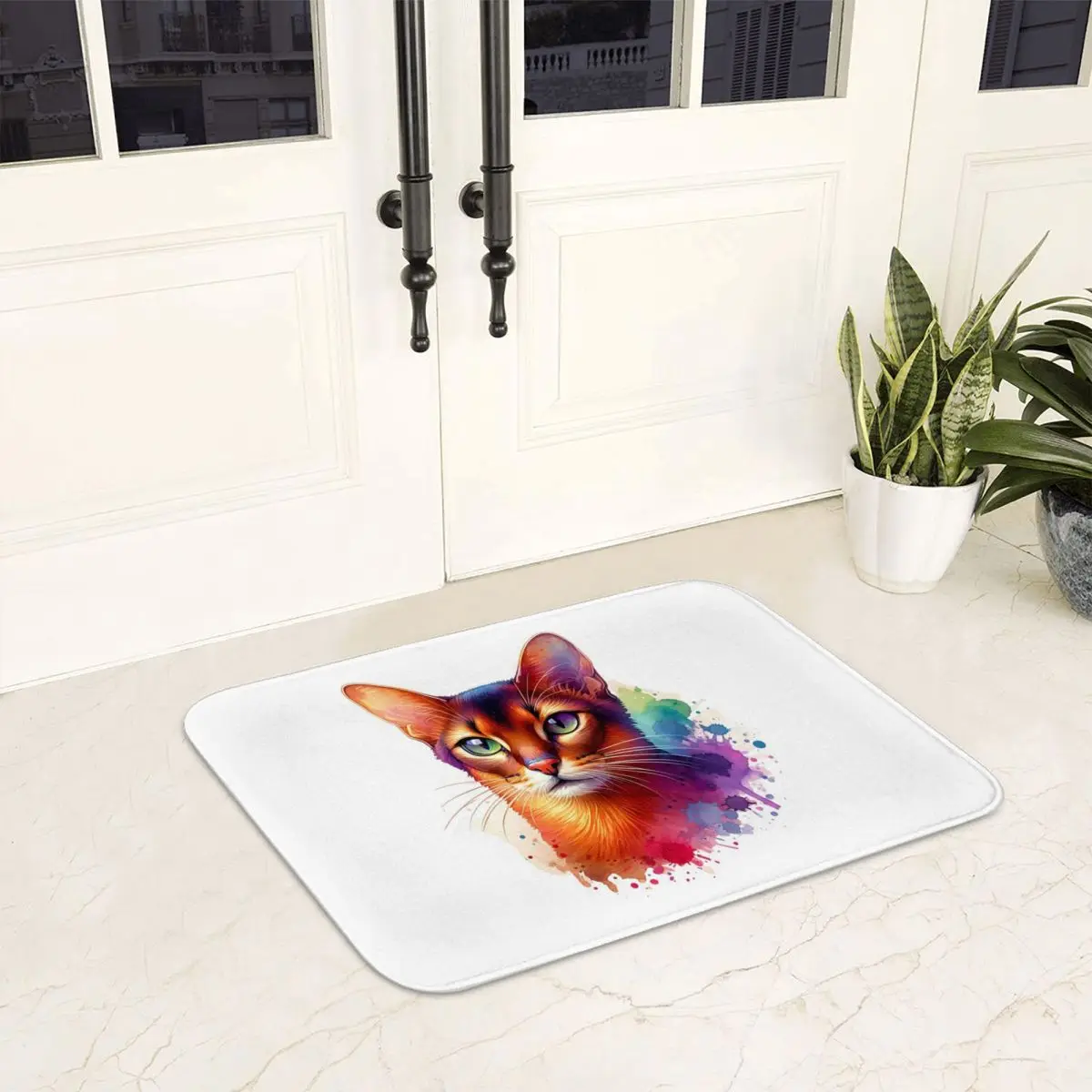 Watercolor Abyssinian Cat Doormat Non-slip Super Absorbent Bath Mats Home Entrance Rugs Kitchen Living Room Carpet Footpad