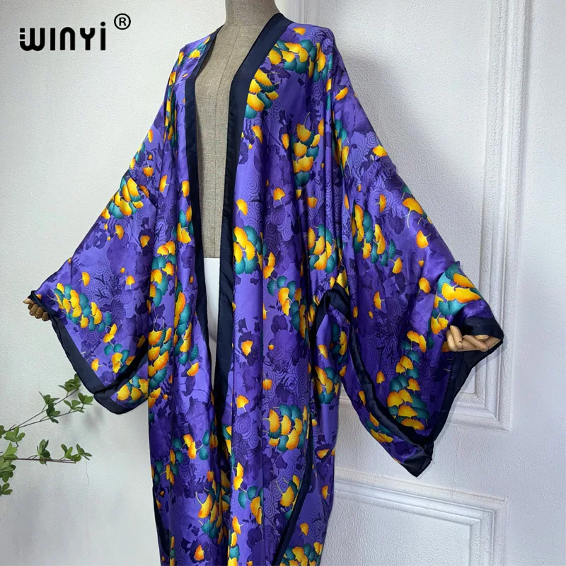 WINYI letnie kimono afrykańska sukienka z nadrukiem plaża boho elegancki kardigan seksowna wakacyjna stroje plażowe dla kobiet na plażę