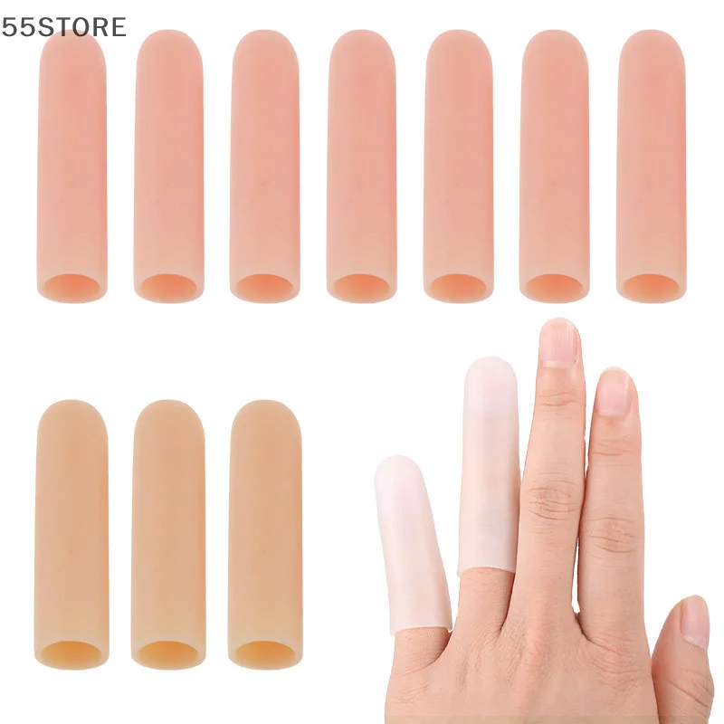 4Pcs Silicone Anti-slip Finger Cover Toe Tube Finger Protector Sleeve High Temperature Resistant Hamburger Pizza Food